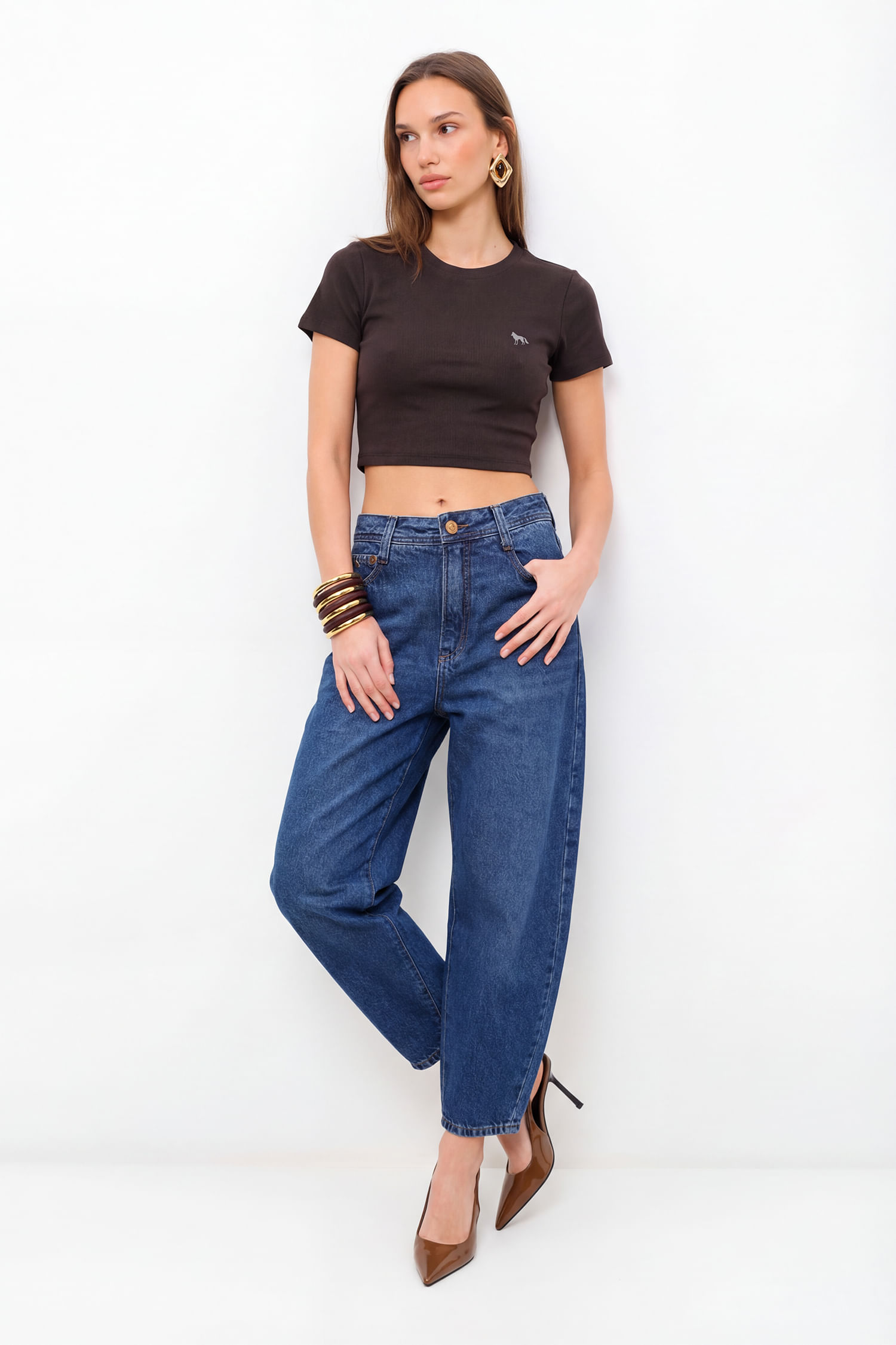 Calça Jeans Barrel ACT Feminina