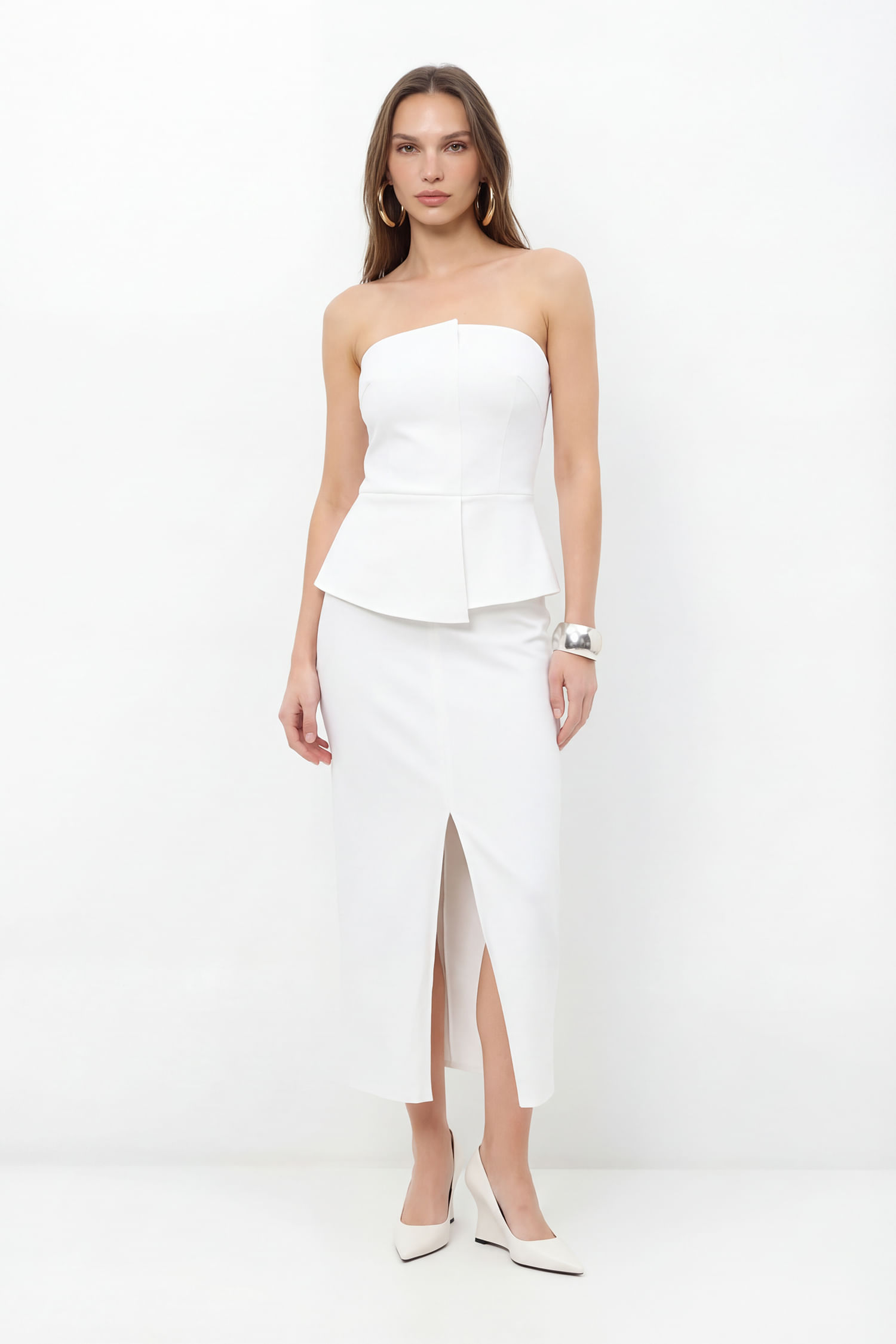 Vestido Midi Sem Alça Elegante ACT Feminino