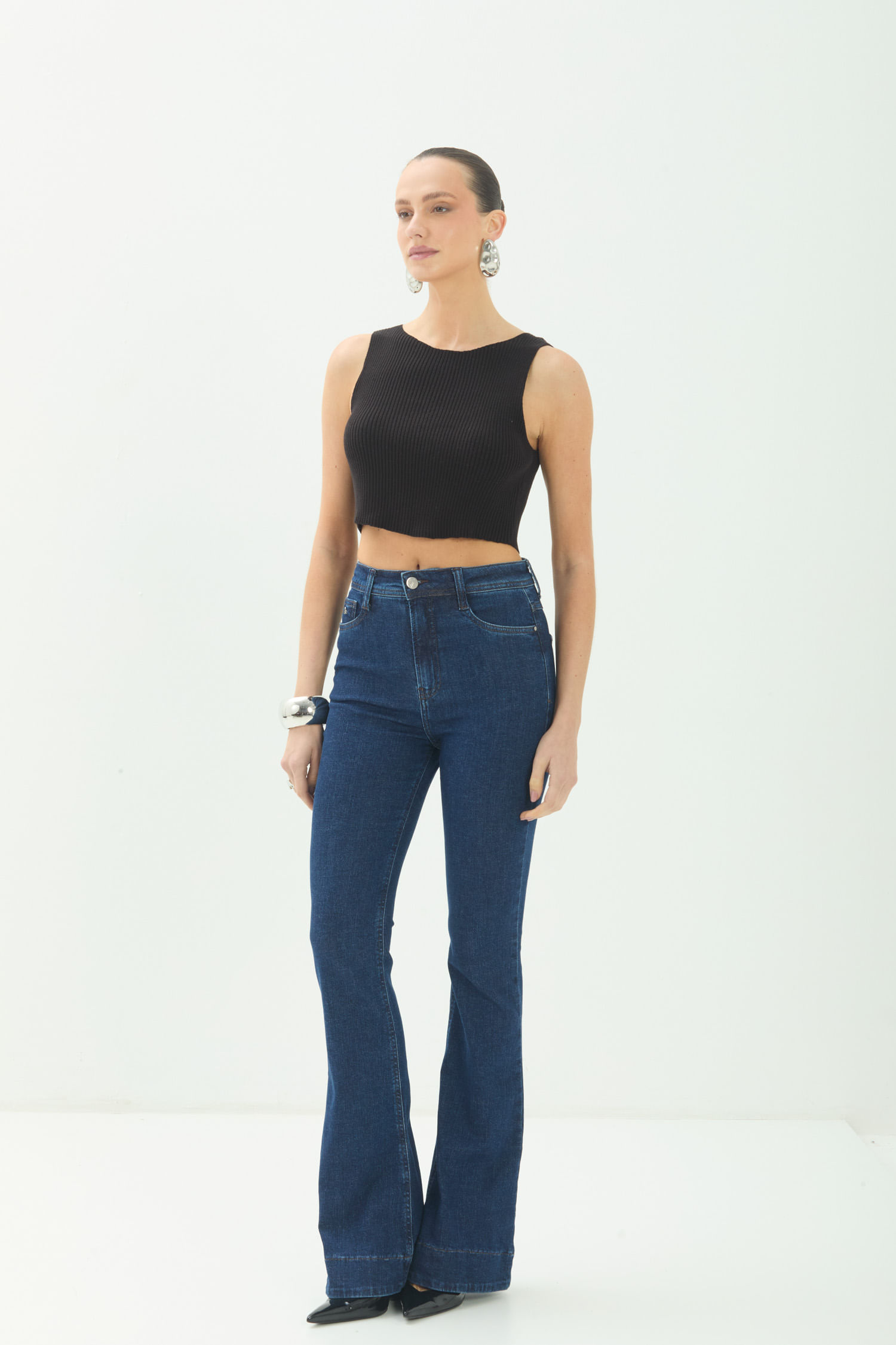 Calça Jeans Flare Cintura Alta ACT Feminina
