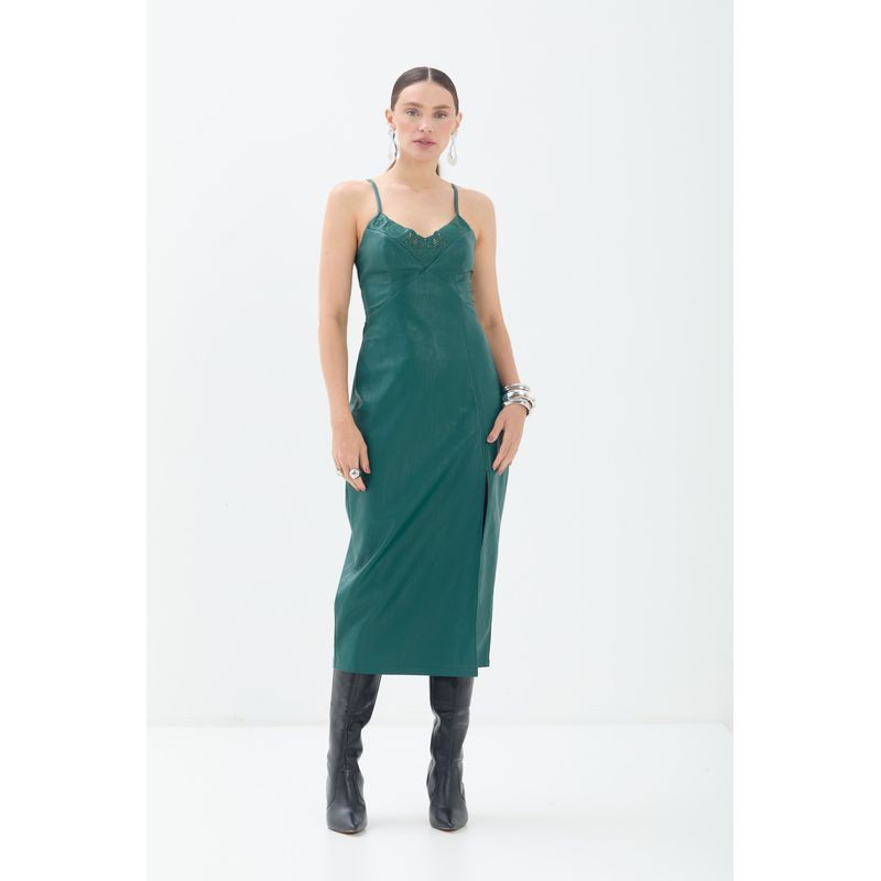 Vestido-Midi-PU-Com-Alcas-Finas-ACT-Feminino