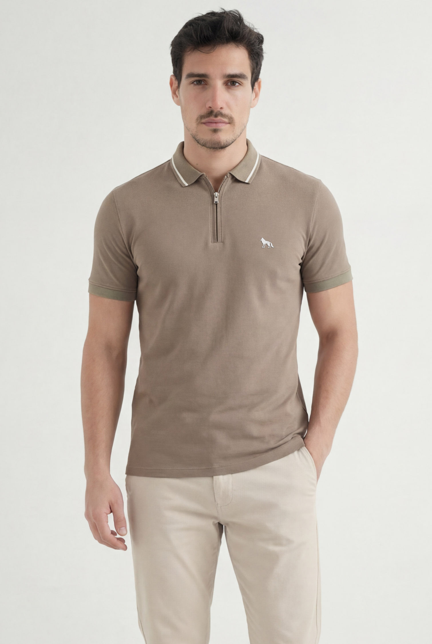 Polo Com Zíper Masculino Acostamento
