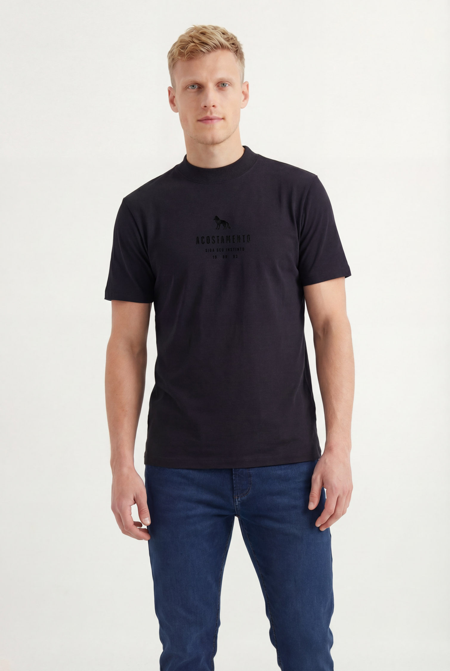 Camiseta Casual Lobo Masculina Acostamento