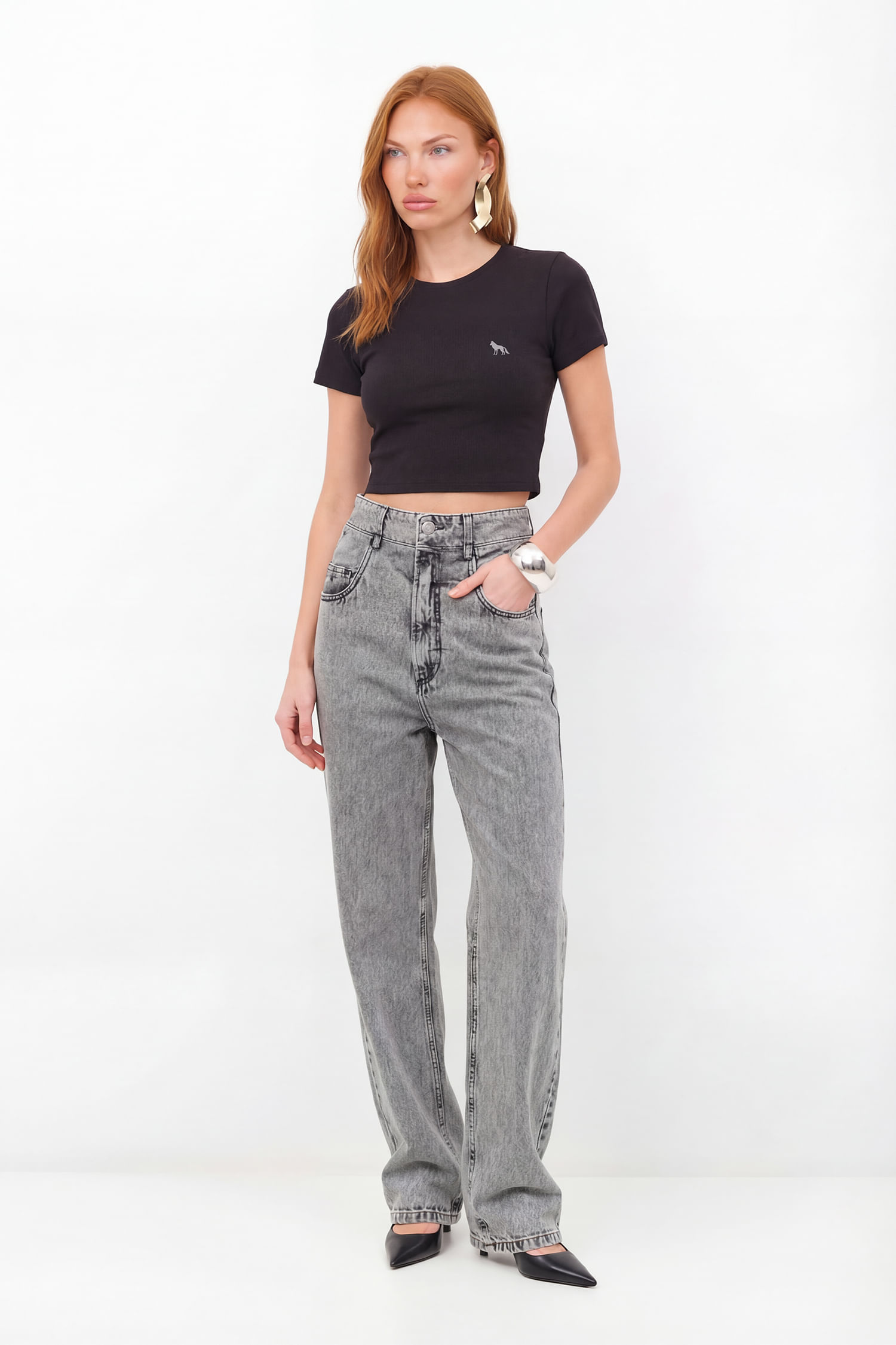 Calça Jeans Cintura Alta ACT Feminina