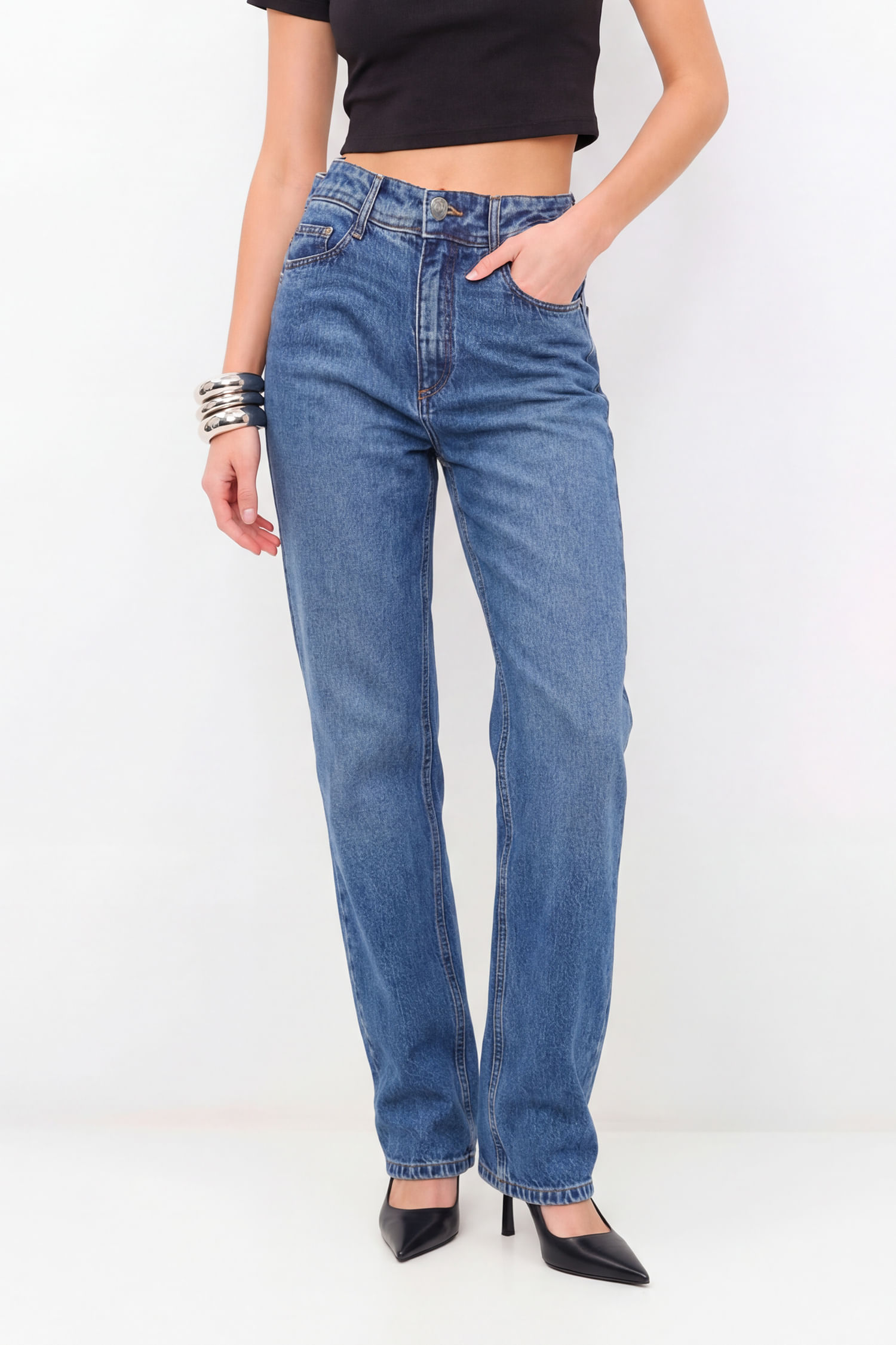 Calça Jeans Straigth Básica ACT Feminina