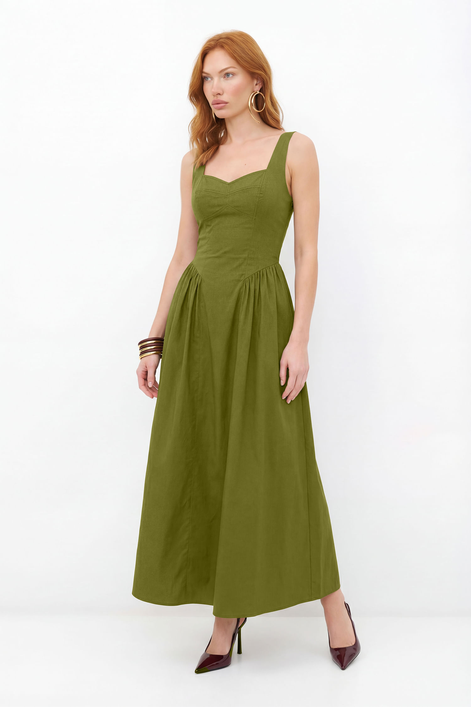 Vestido Longo Acinturado ACT Feminino