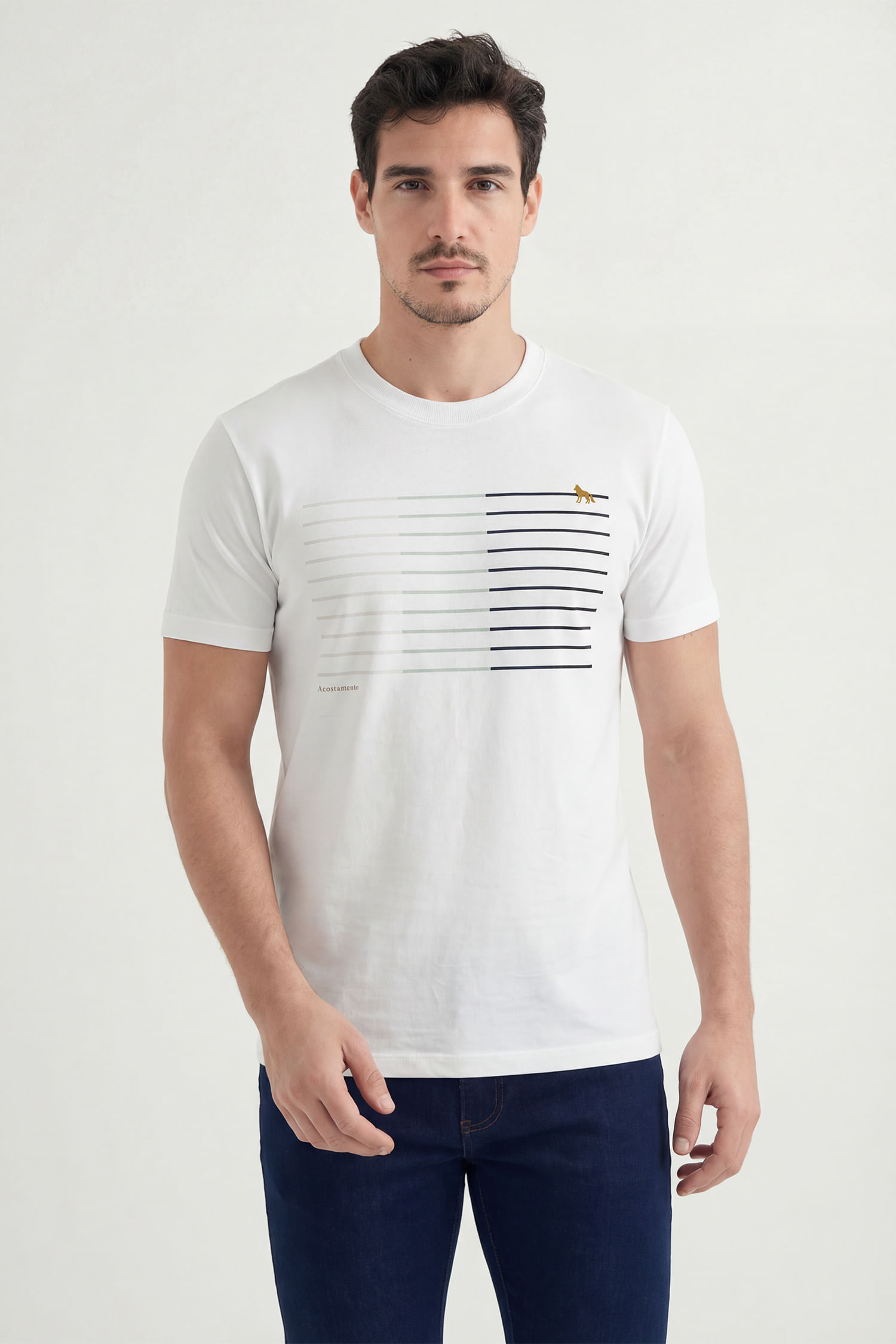 Camiseta Estampada Linhas Masculina Acostamento