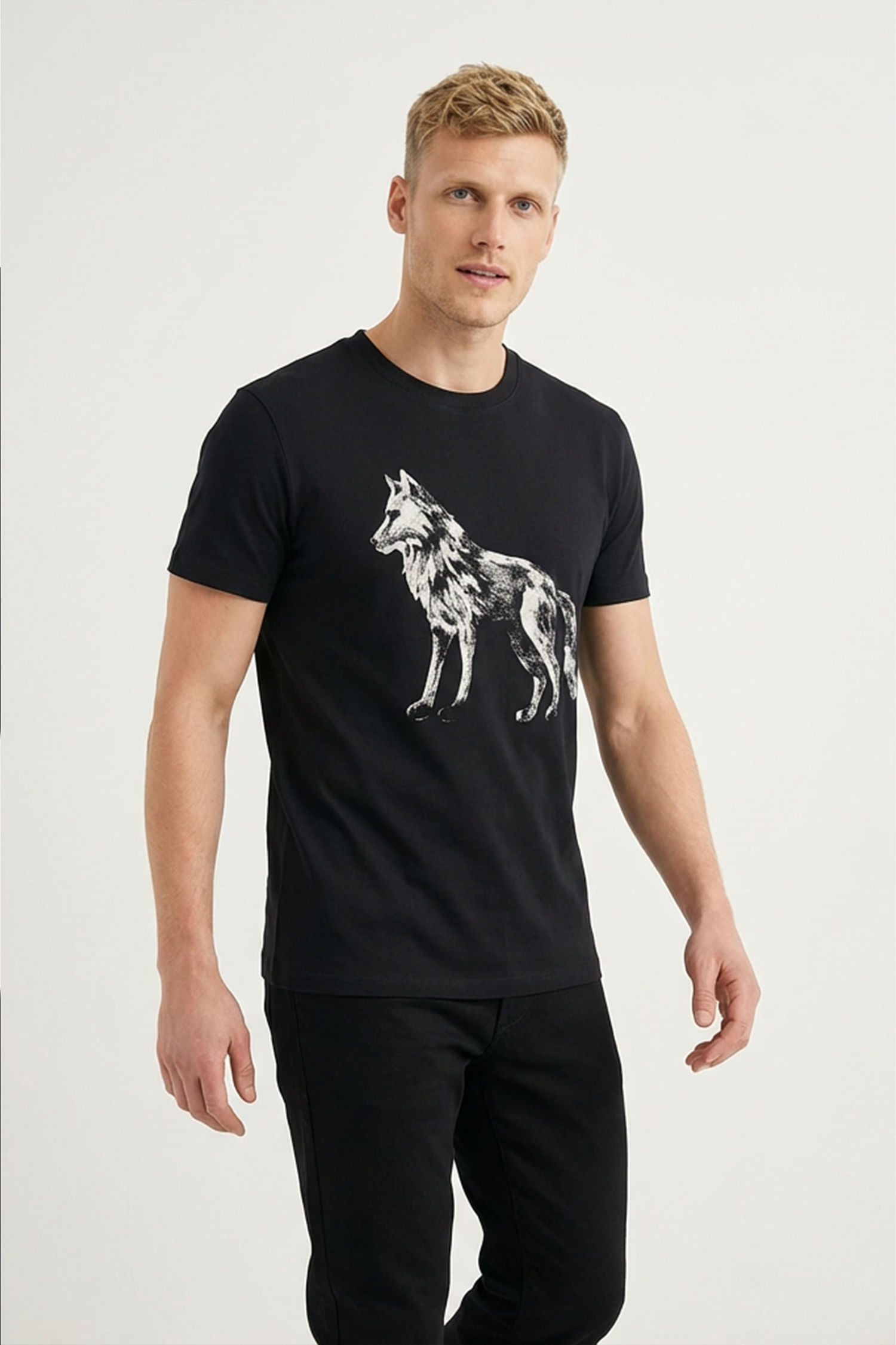 Camiseta Lobo Estampada Masculina Acostamento