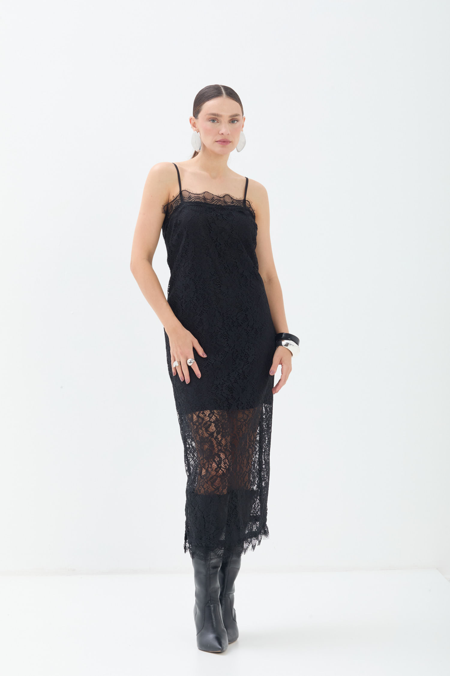 Vestido Renda Alças Finas ACT Feminino