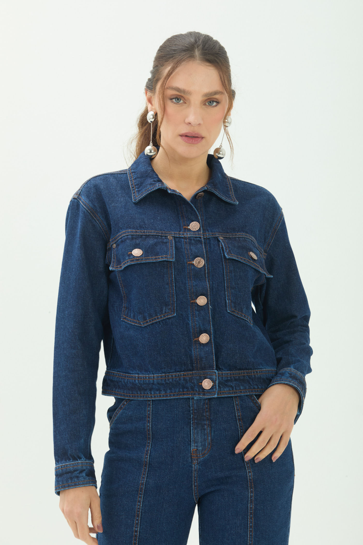 Jaqueta Jeans Curta ACT Feminina