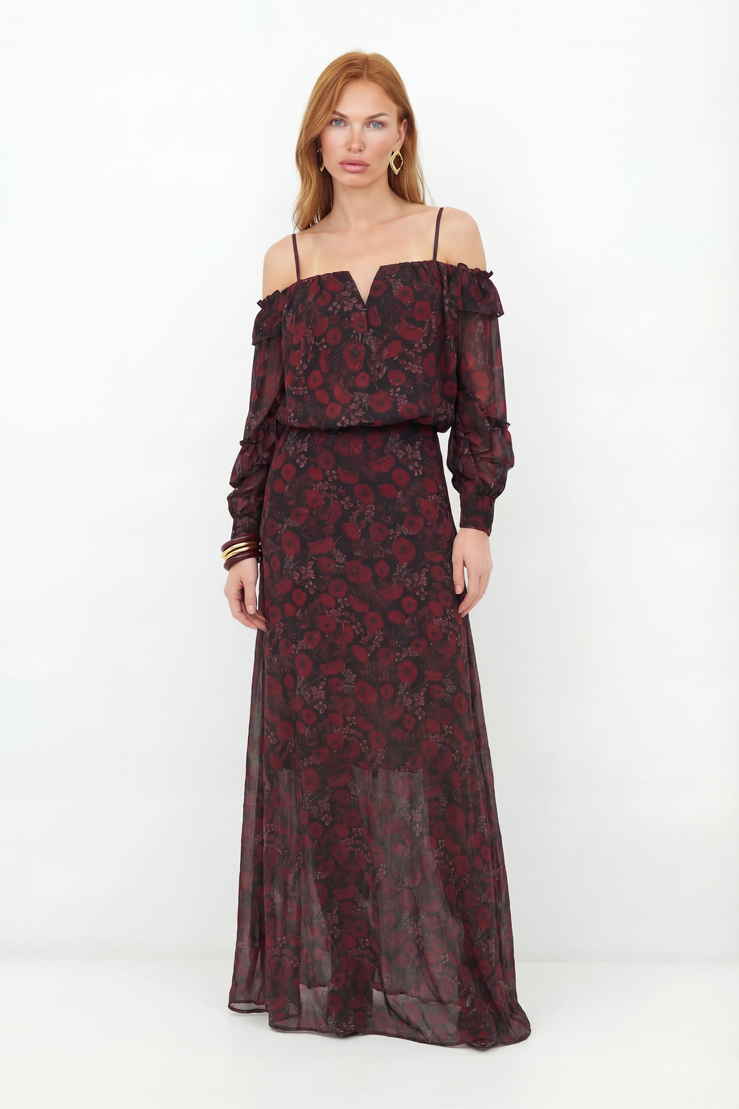 Saia Longa Fluida Estampada ACT Feminina