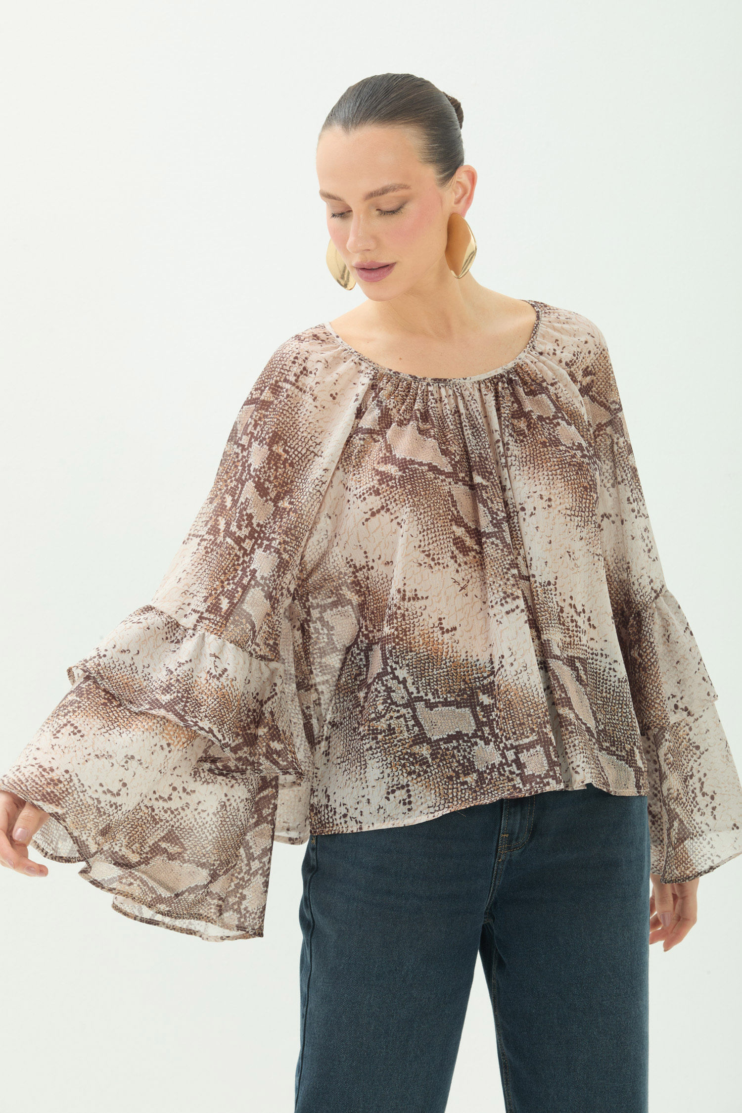 Blusa Manga Longa Fluida ACT Feminina