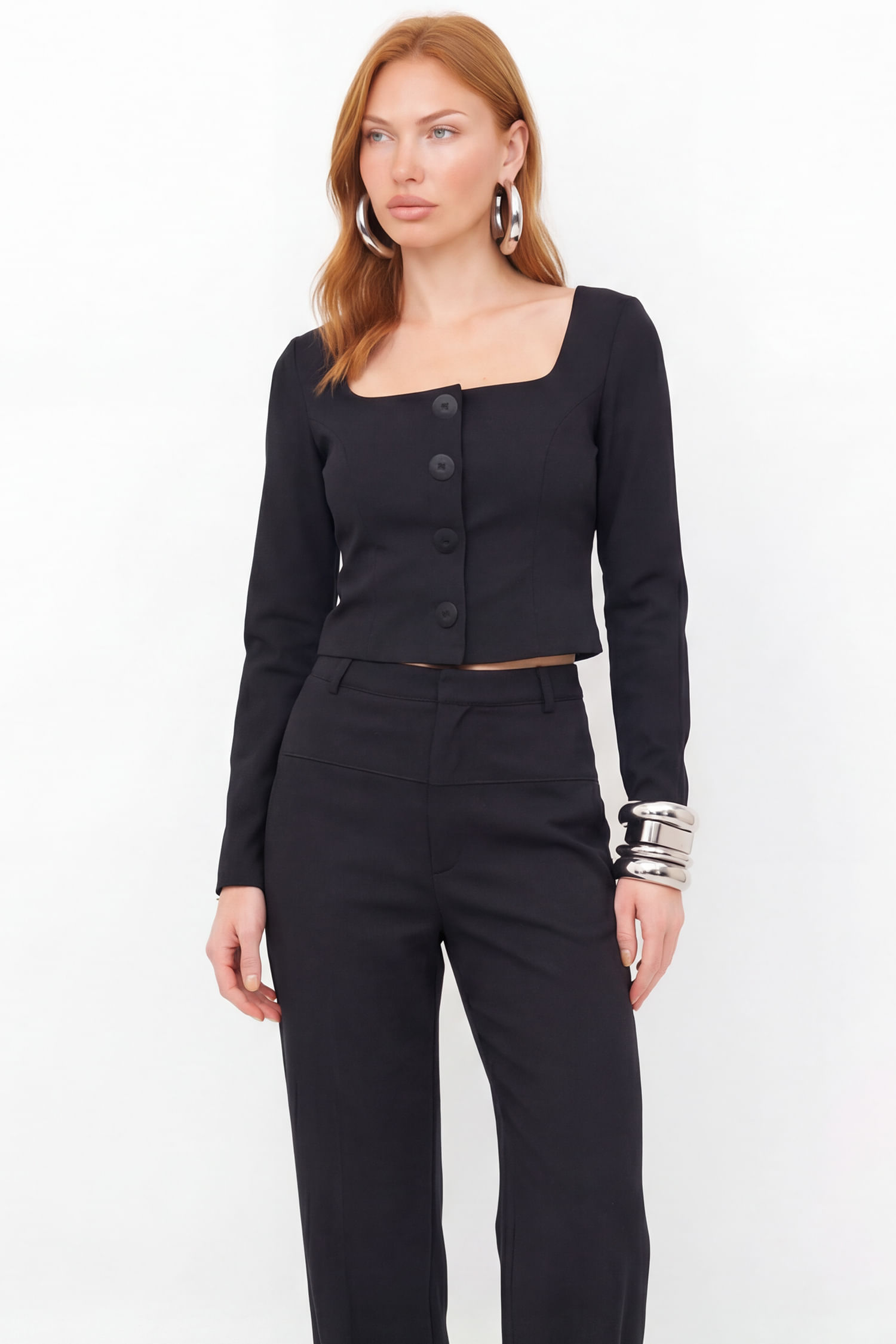 Blusa Manga Longa Com Botões ACT Feminina