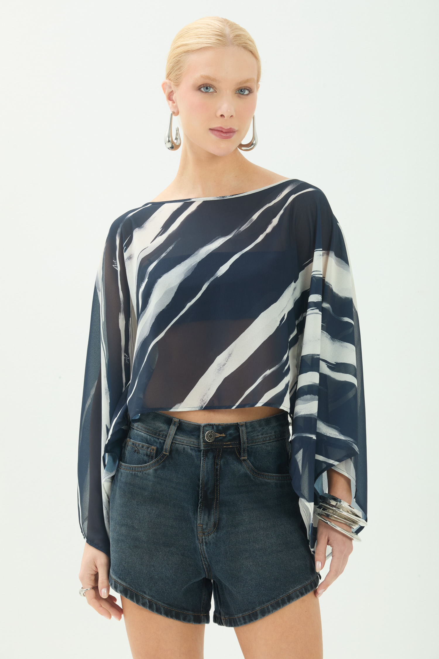 Blusa Estampada Fluida ACT Feminina