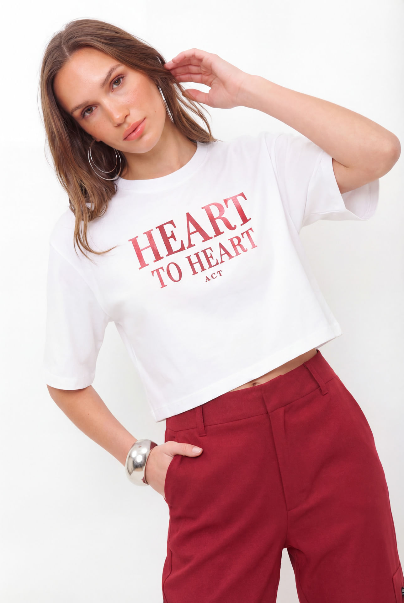 T-Shirt Curta Heart ACT Feminina