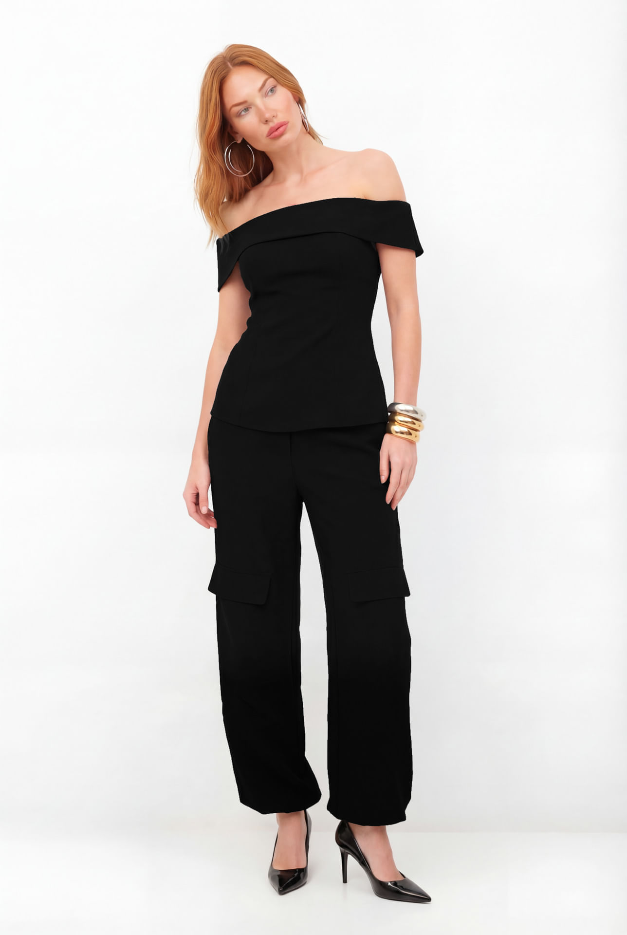 Blusa Ombro A Ombro Alfaiatada ACT Feminina