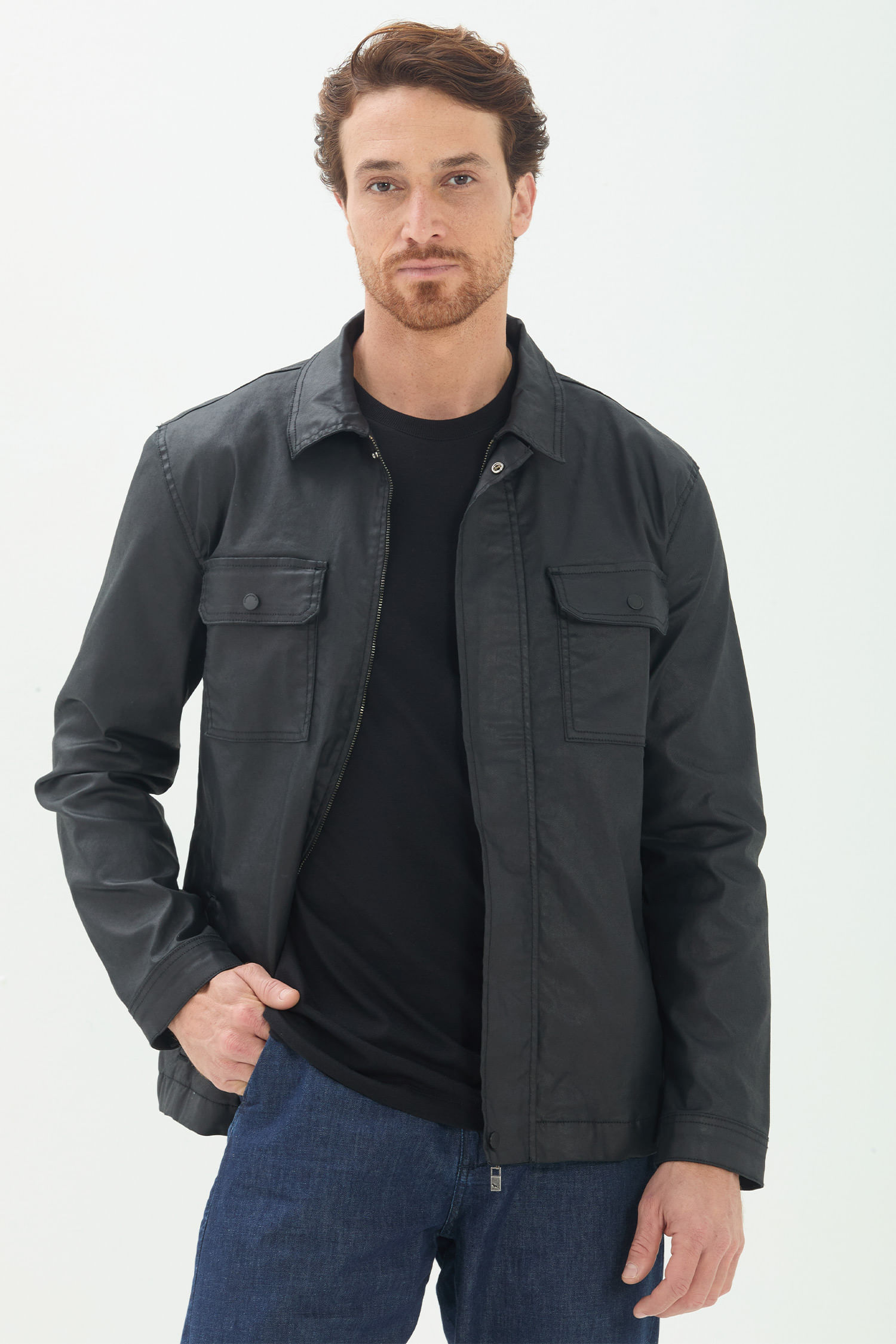 Jaqueta Jeans Casual Masculina Acostamento