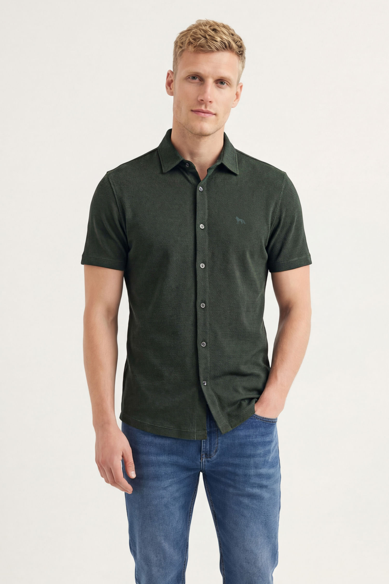 Camisa Manga Curta Masculina Acostamento