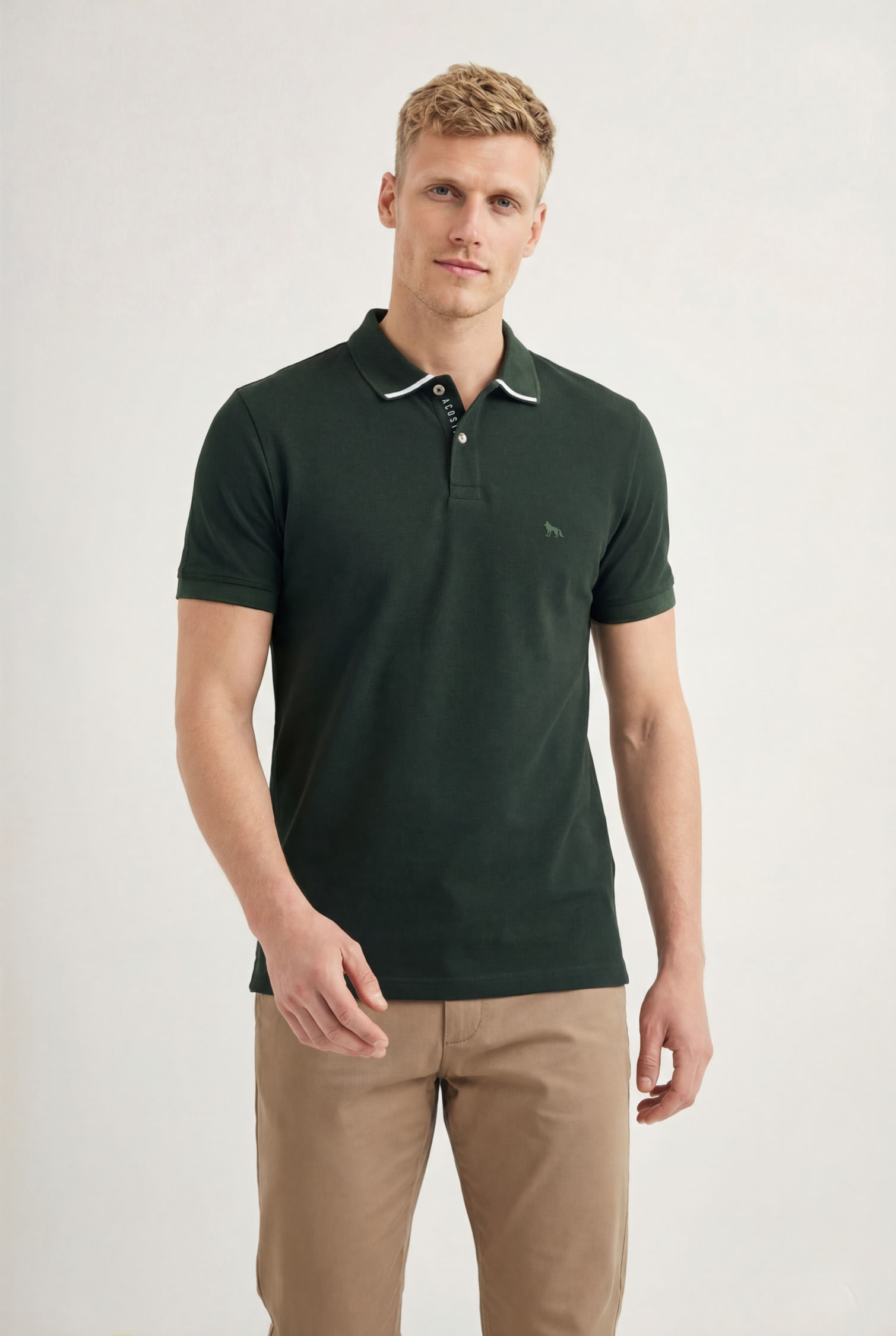 Polo Com Gola Friso Masculina Acostamento