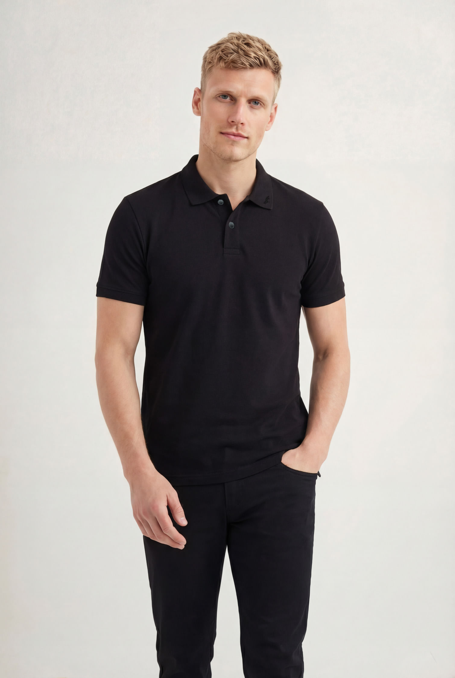 Polo Clássica Com Elastano Masculina Acostamento