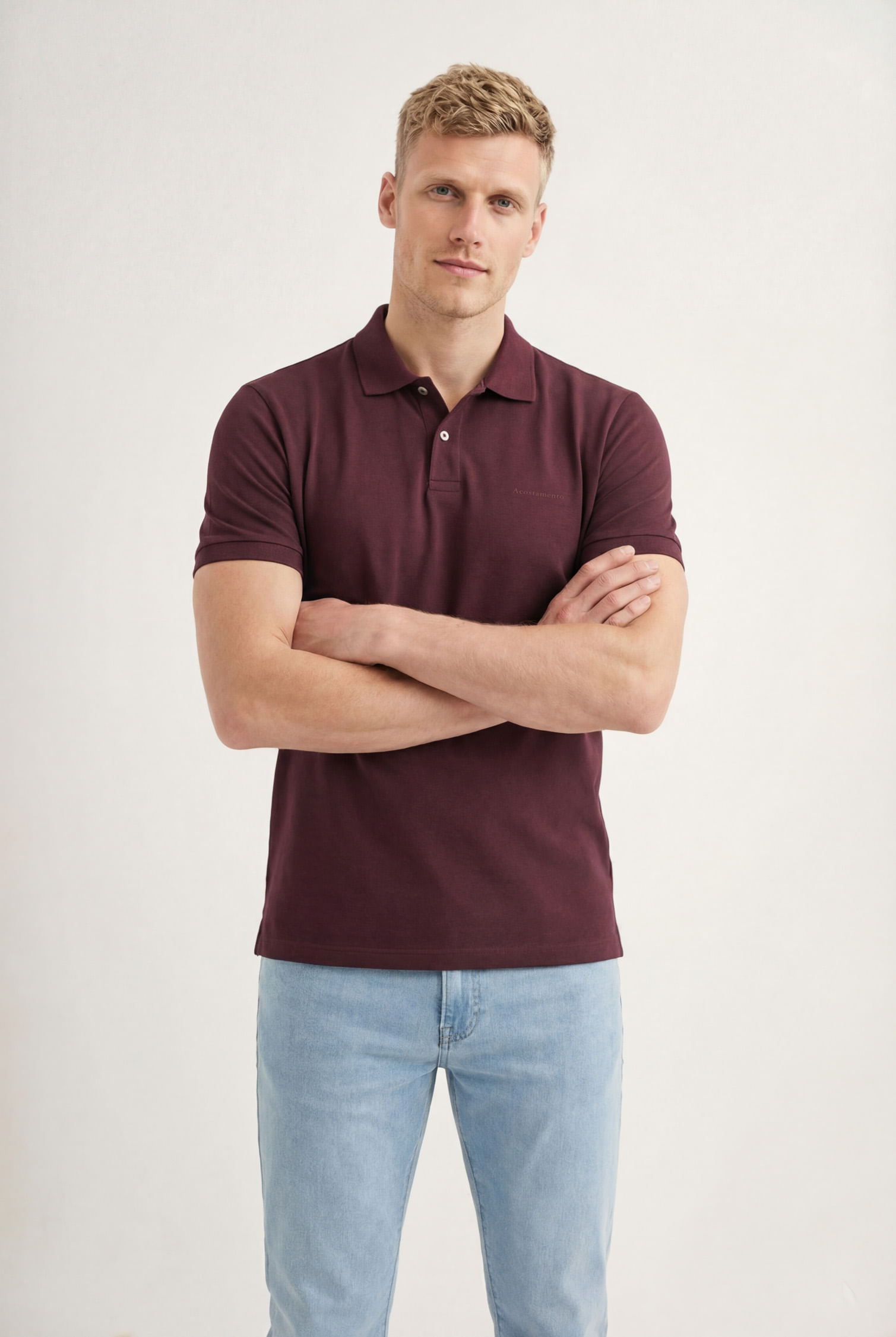 Polo Casual Elastano Masculina Acostamento